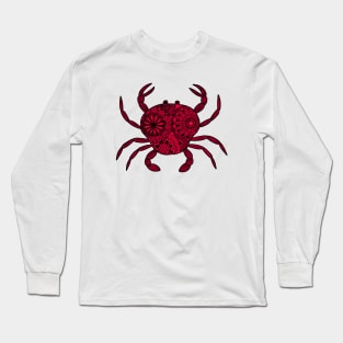 Mandala Crab (red and black) Long Sleeve T-Shirt